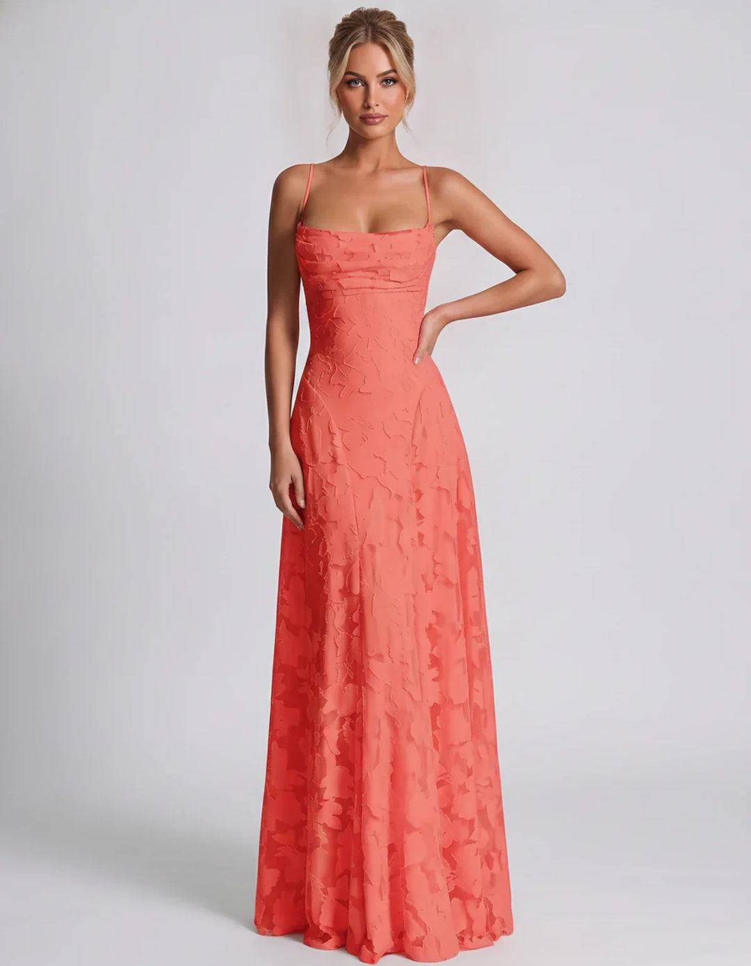 Women's Elegant Maxi Dress with Square Neckline 49