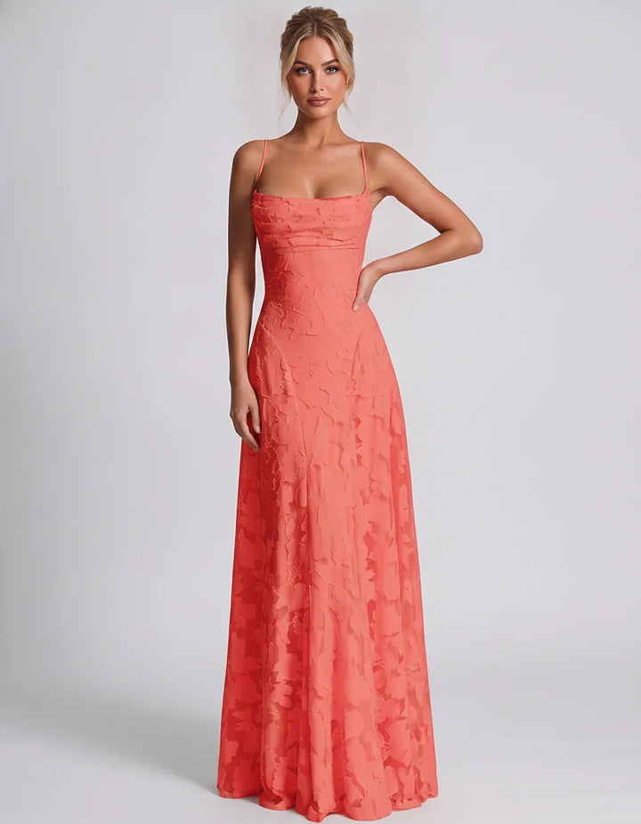 Women's Elegant Maxi Dress with Square Neckline 49