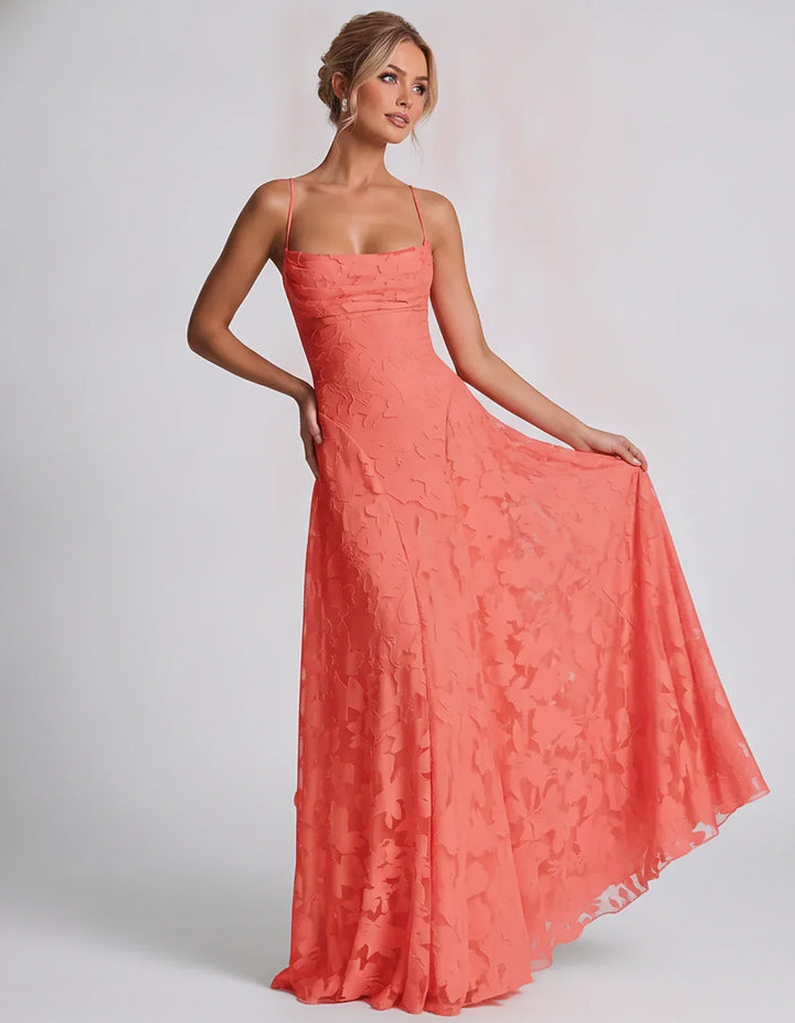 Women's Elegant Maxi Dress with Square Neckline 50