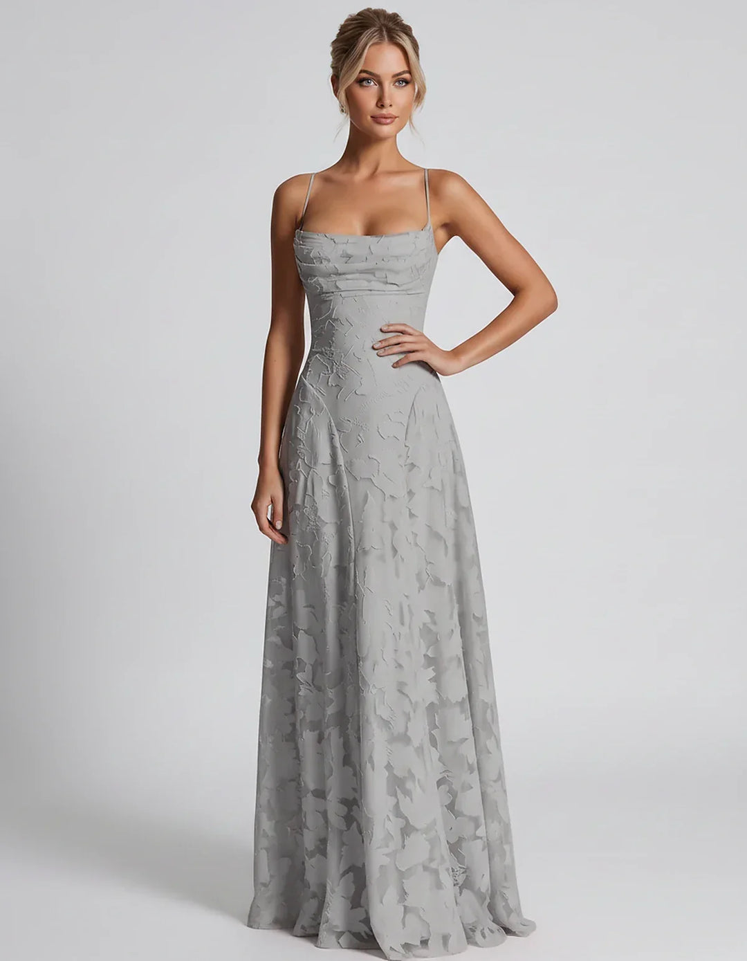 Women's Elegant Maxi Dress with Square Neckline 51