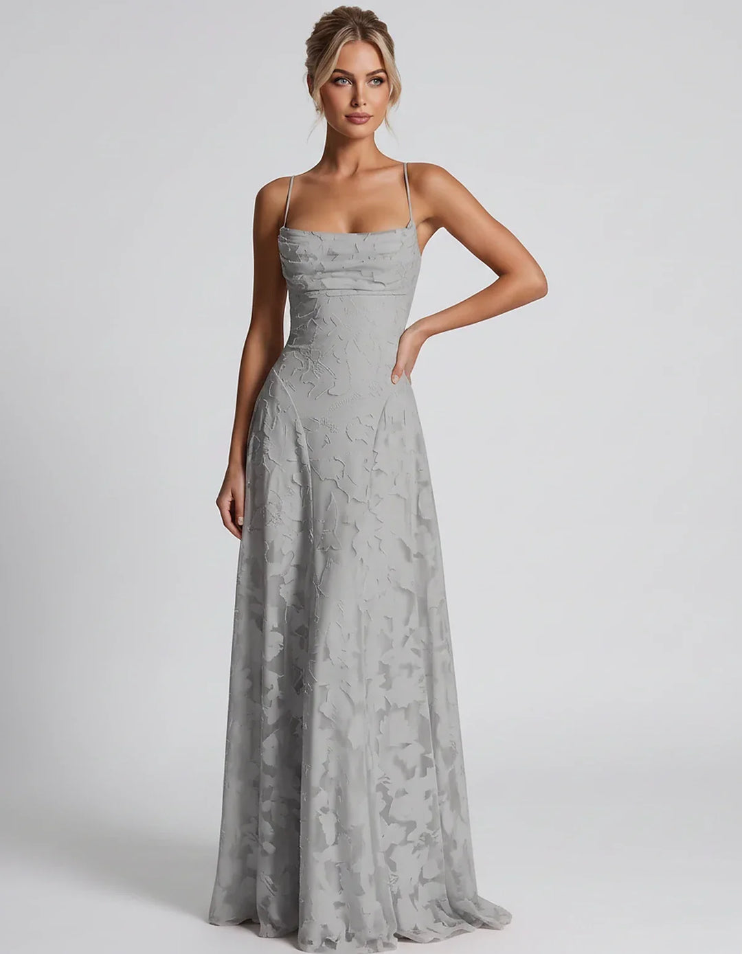 Women's Elegant Maxi Dress with Square Neckline 52