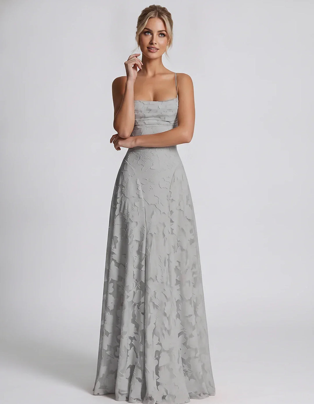 Women's Elegant Maxi Dress with Square Neckline 53