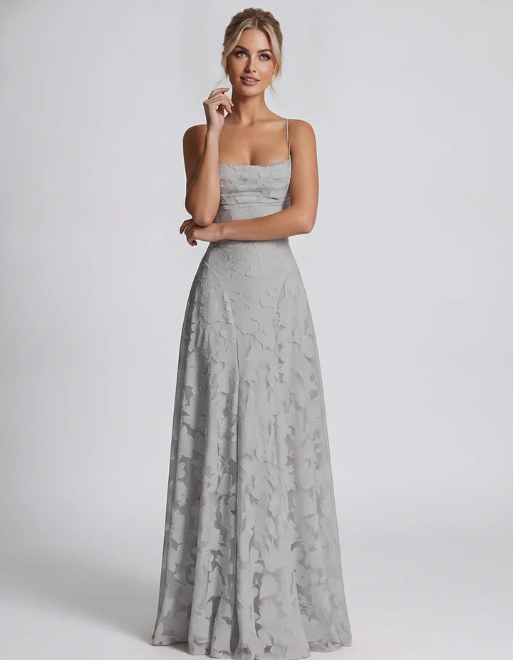 Women's Elegant Maxi Dress with Square Neckline 53
