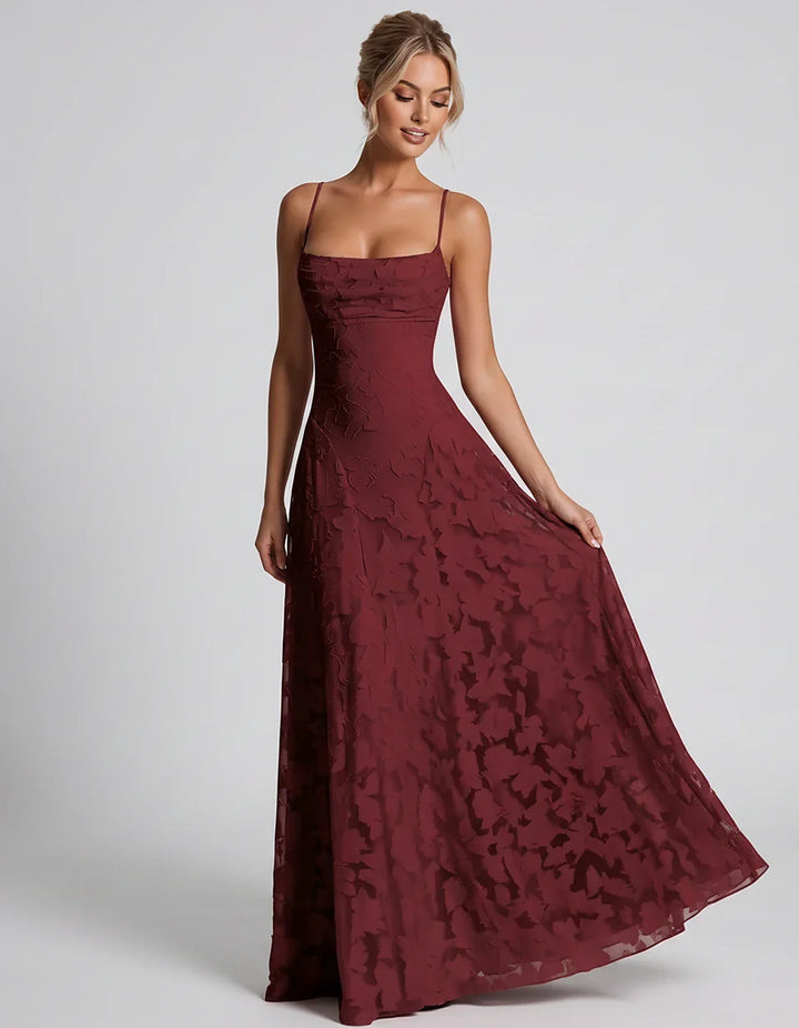 Women's Elegant Maxi Dress with Square Neckline 57