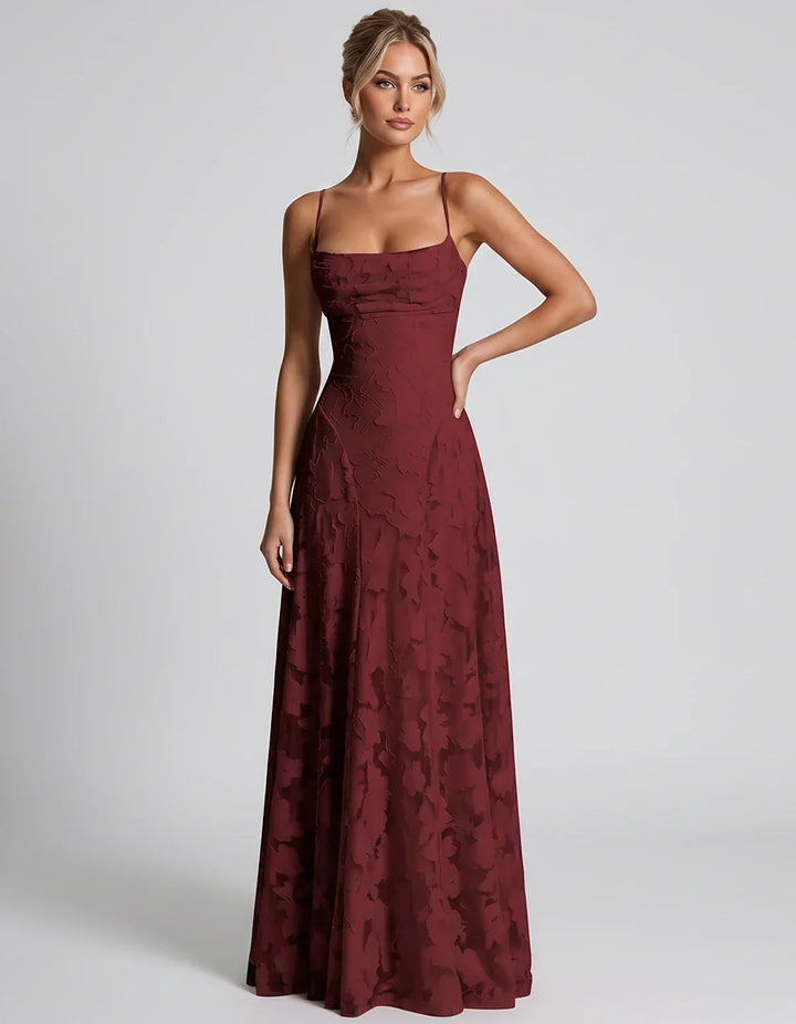 Women's Elegant Maxi Dress with Square Neckline 58