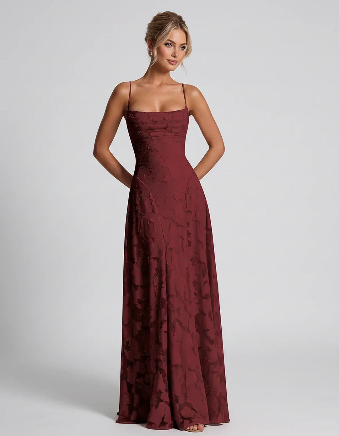 Women's Elegant Maxi Dress with Square Neckline 59