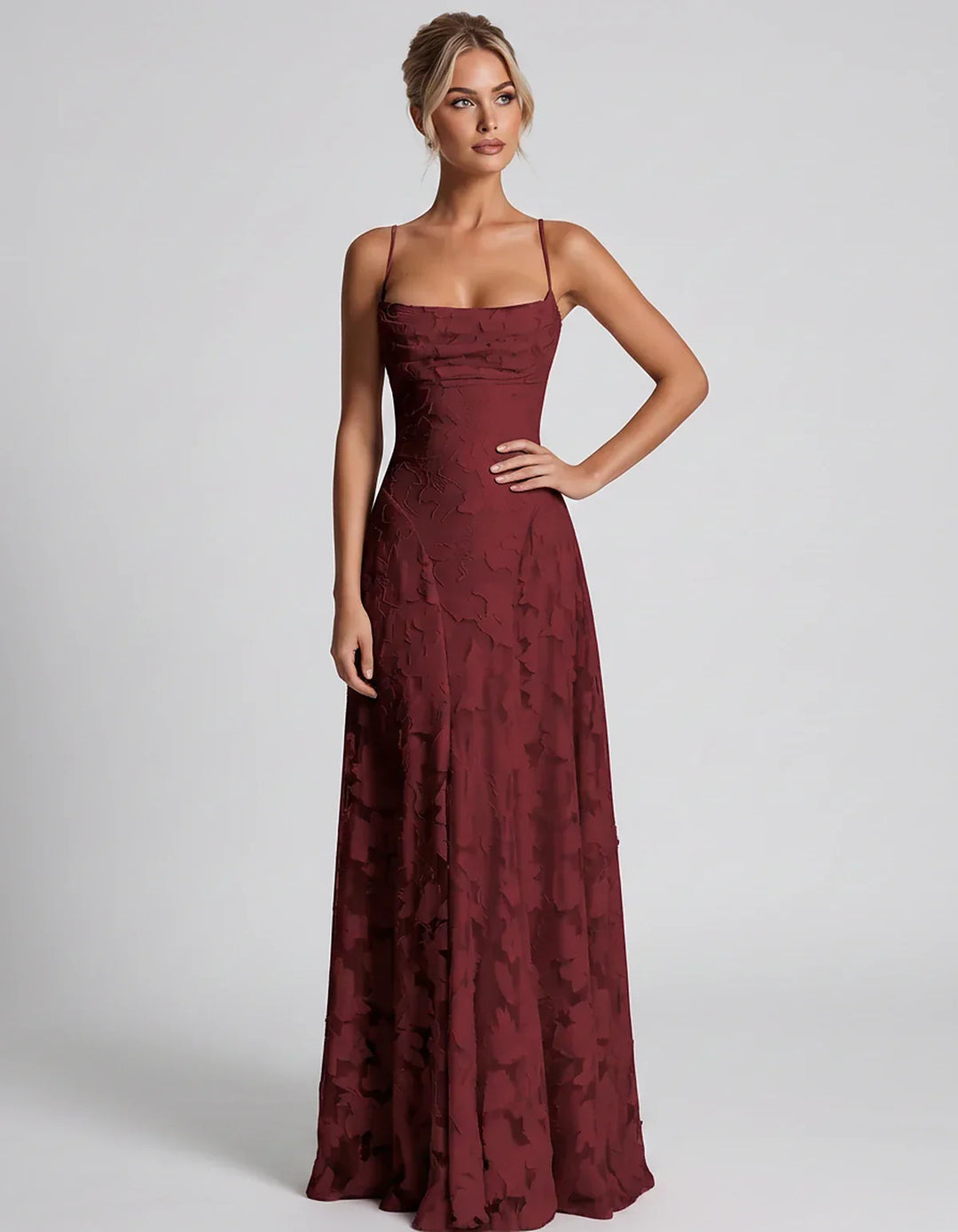 Women's Elegant Maxi Dress with Square Neckline 60