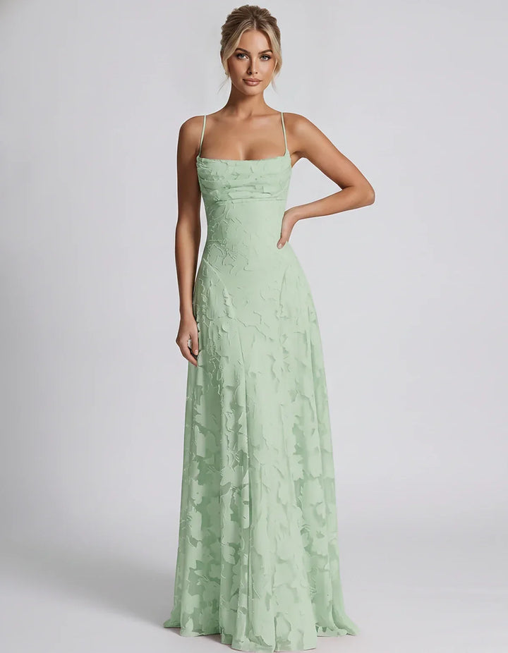 Women's Elegant Maxi Dress with Square Neckline 61