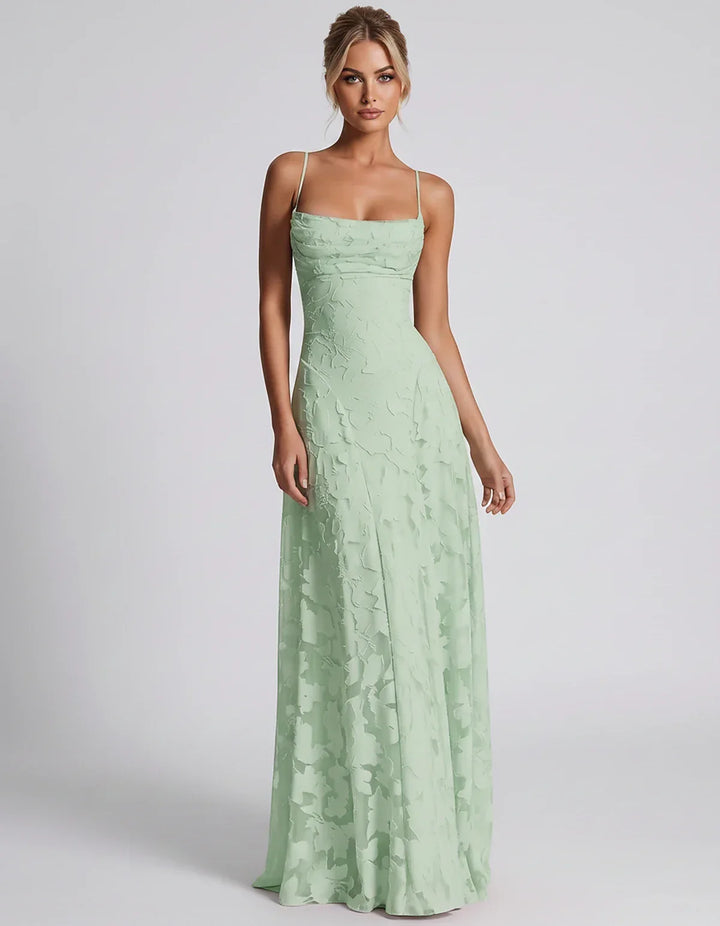 Women's Elegant Maxi Dress with Square Neckline 62