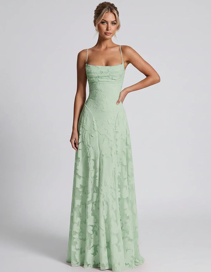 Women's Elegant Maxi Dress with Square Neckline 63