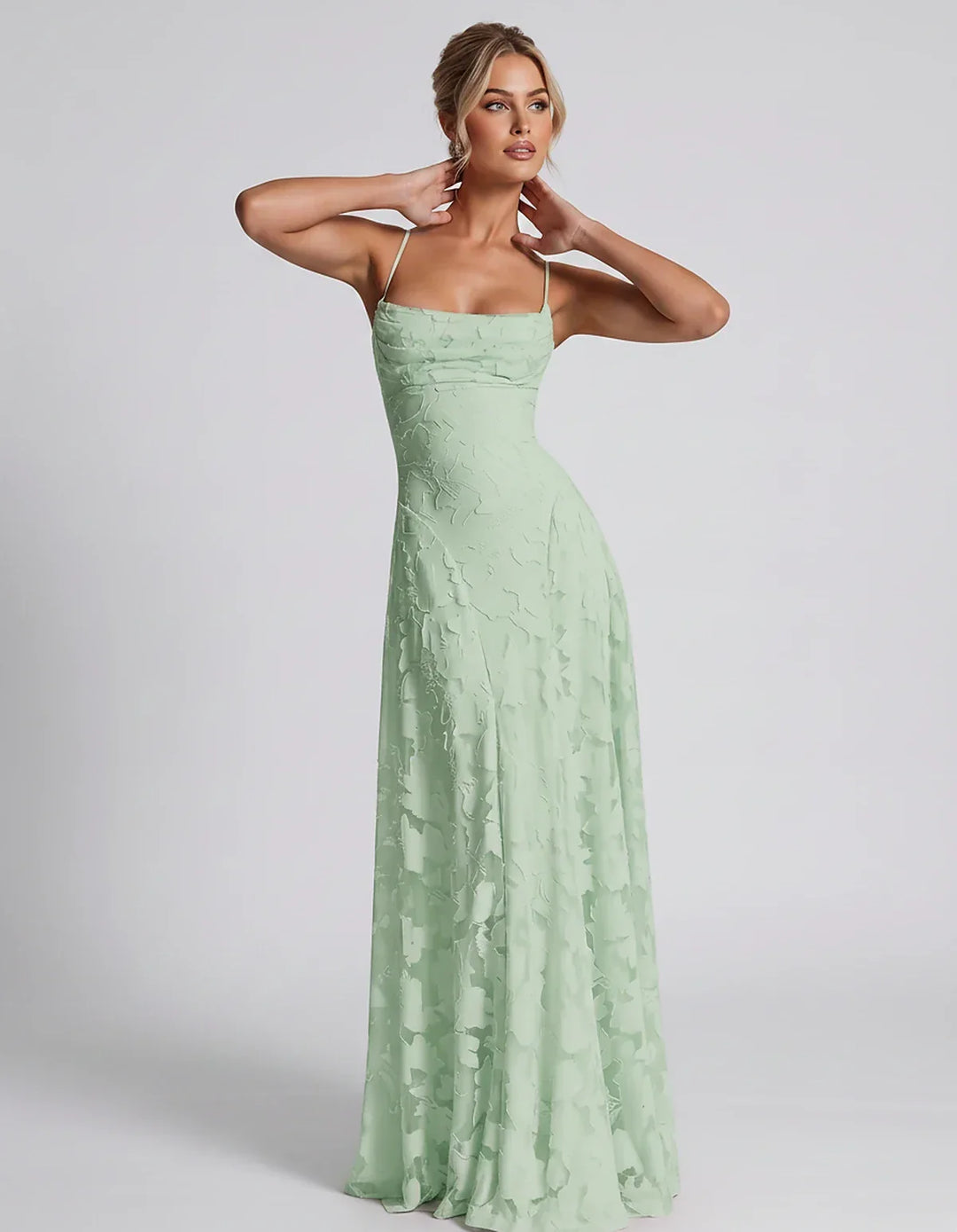 Women's Elegant Maxi Dress with Square Neckline 64