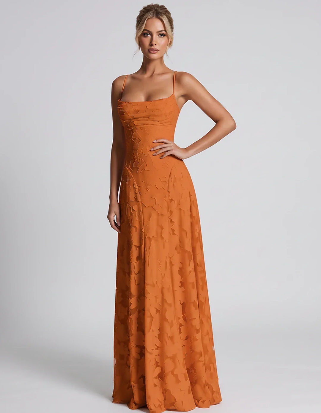 Women's Elegant Maxi Dress with Square Neckline 66