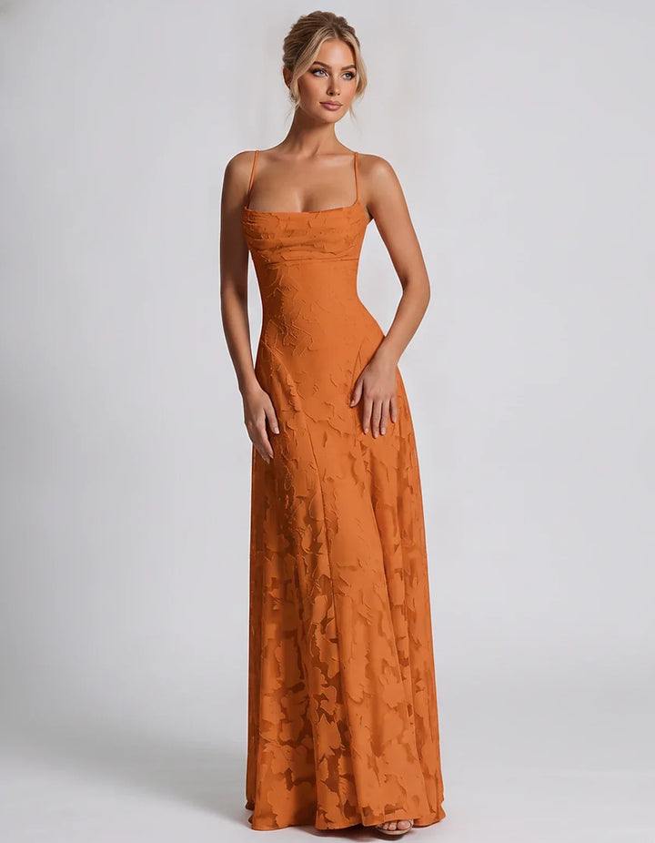 Women's Elegant Maxi Dress with Square Neckline 67