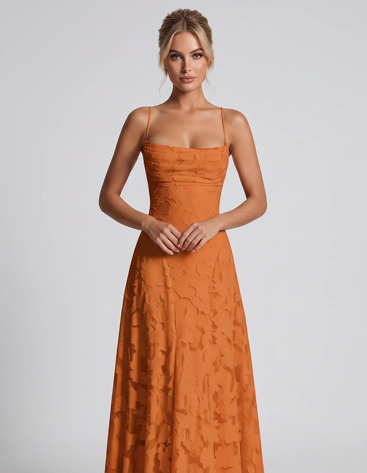 Women's Elegant Maxi Dress with Square Neckline 68