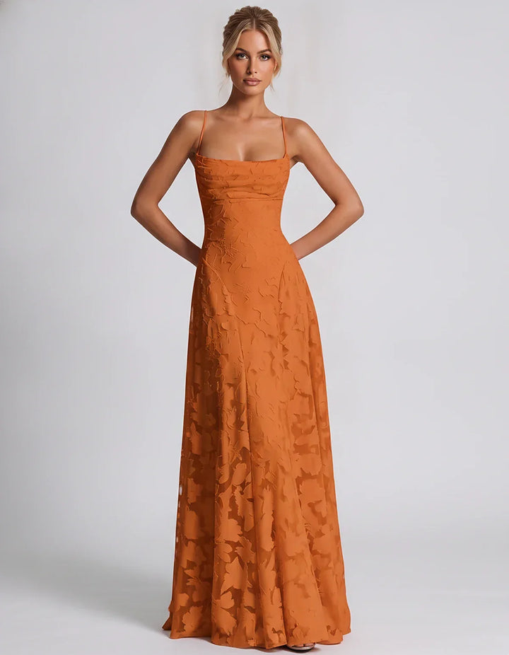 Women's Elegant Maxi Dress with Square Neckline 69