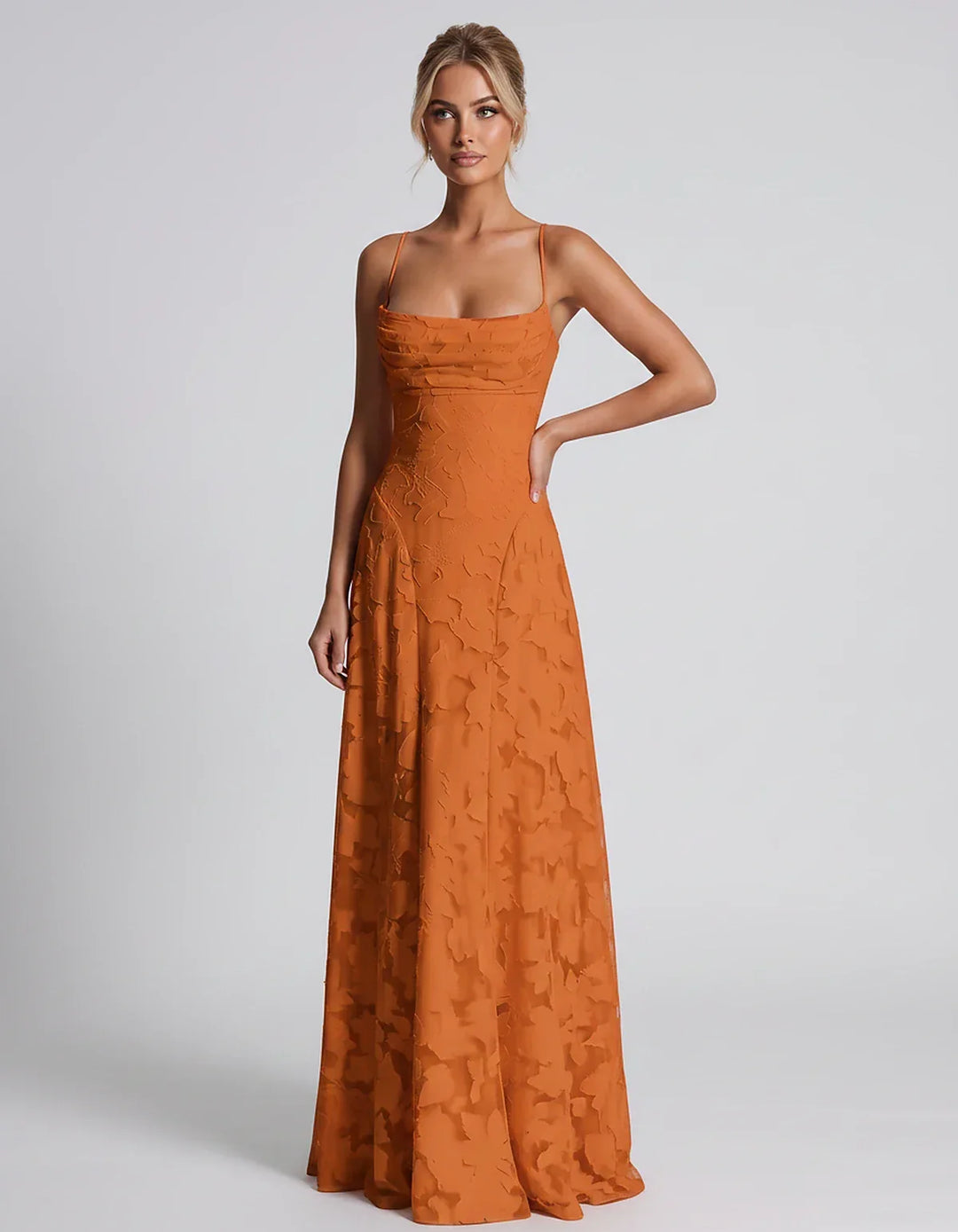 Women's Elegant Maxi Dress with Square Neckline 70