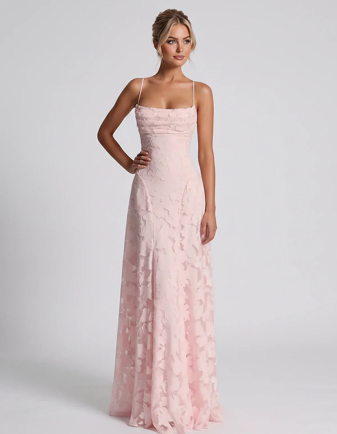 Women's Elegant Maxi Dress with Square Neckline 73