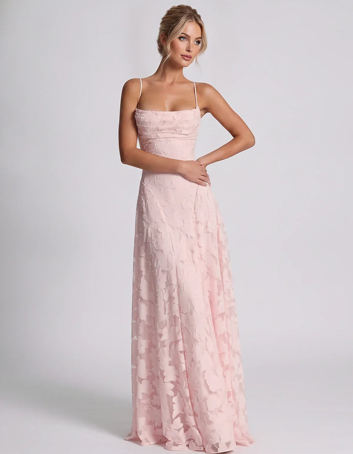 Women's Elegant Maxi Dress with Square Neckline 74