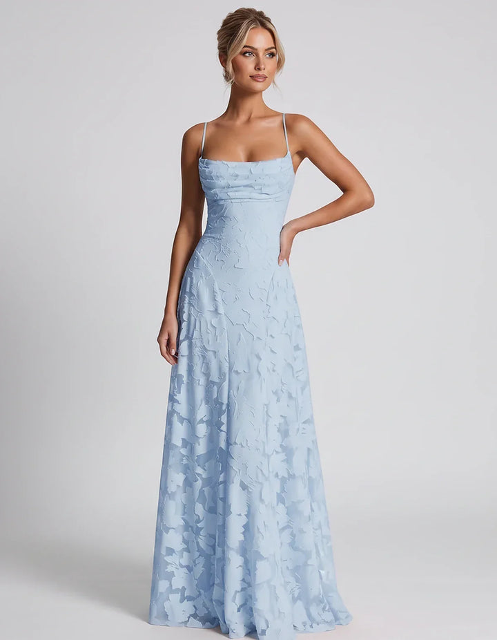 Women's Elegant Maxi Dress with Square Neckline 77