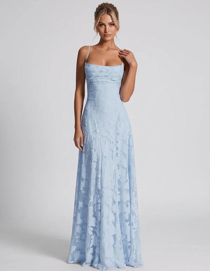 Women's Elegant Maxi Dress with Square Neckline 78