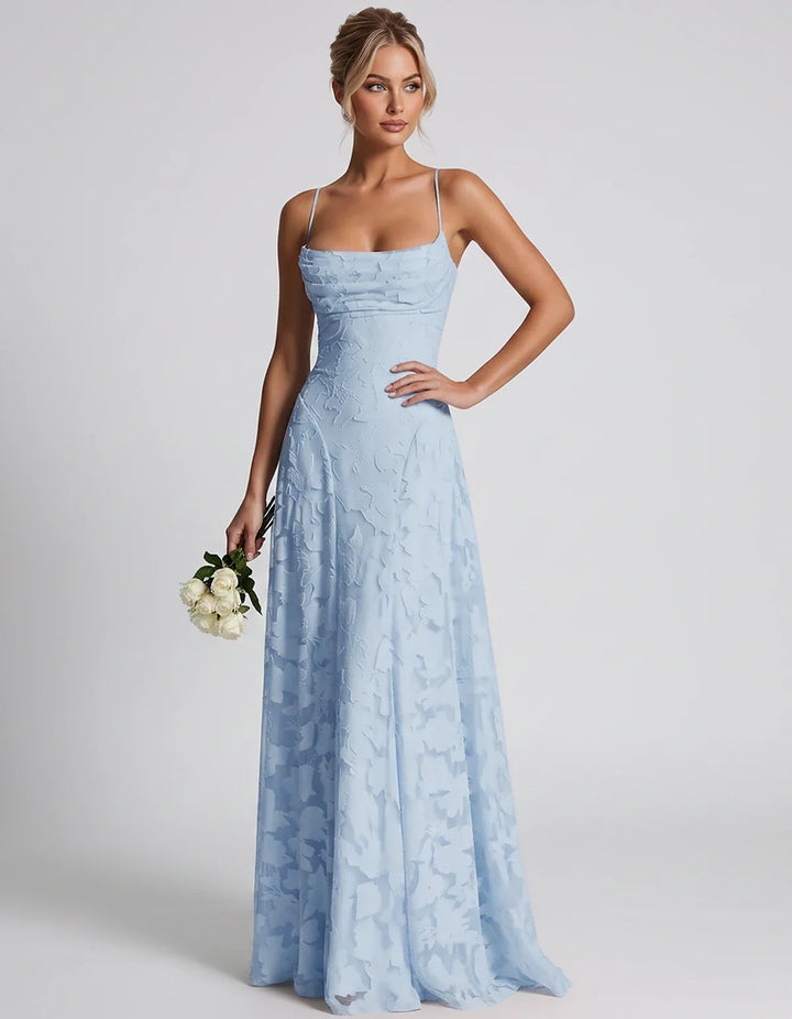 Women's Elegant Maxi Dress with Square Neckline 79