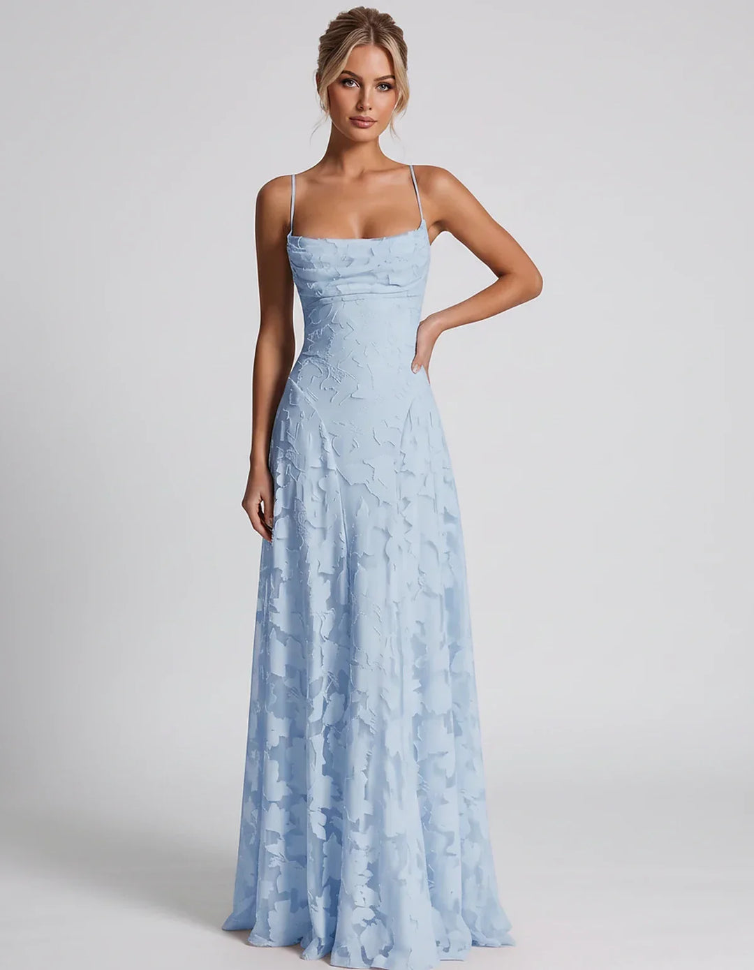 Women's Elegant Maxi Dress with Square Neckline 80