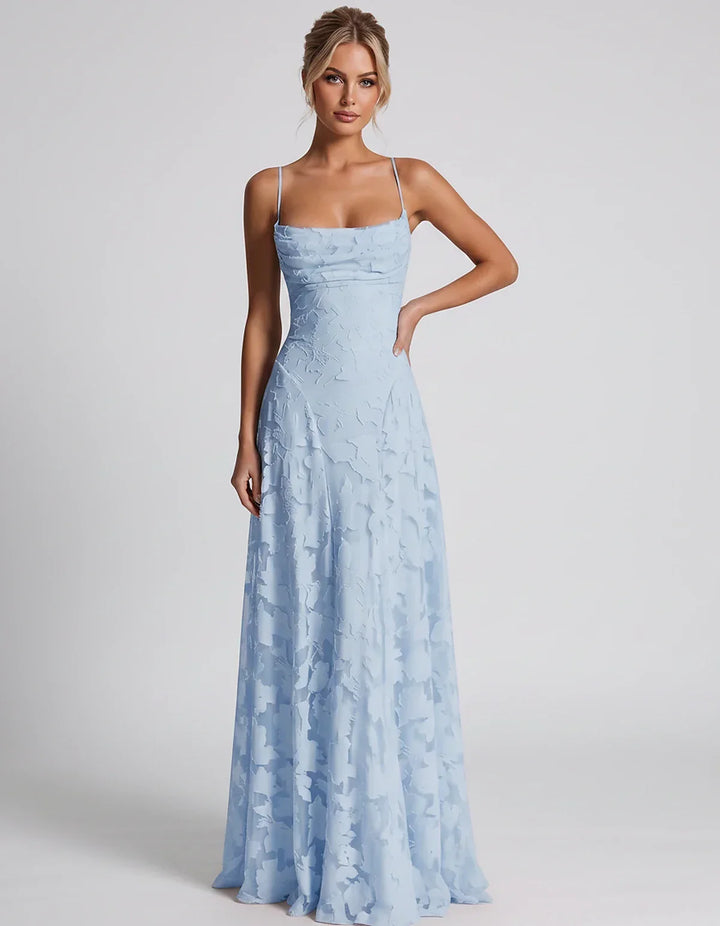 Women's Elegant Maxi Dress with Square Neckline 80