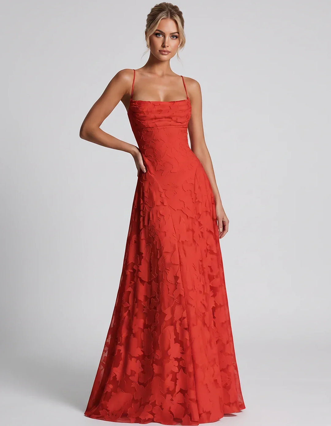 Women's Elegant Maxi Dress with Square Neckline 83