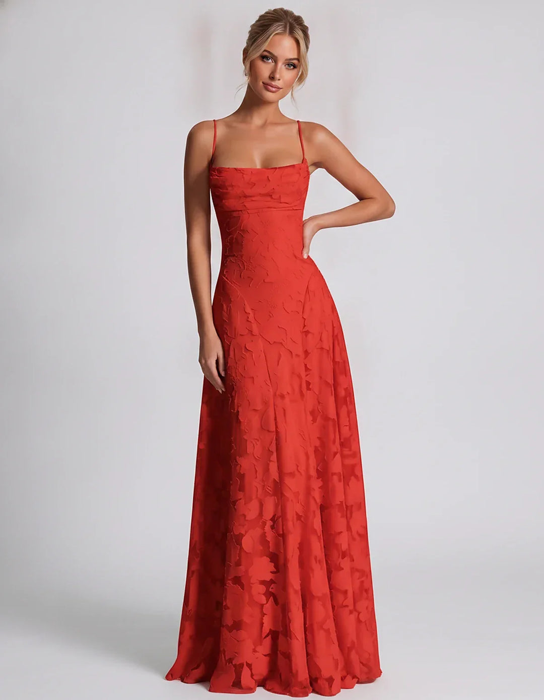 Women's Elegant Maxi Dress with Square Neckline 84
