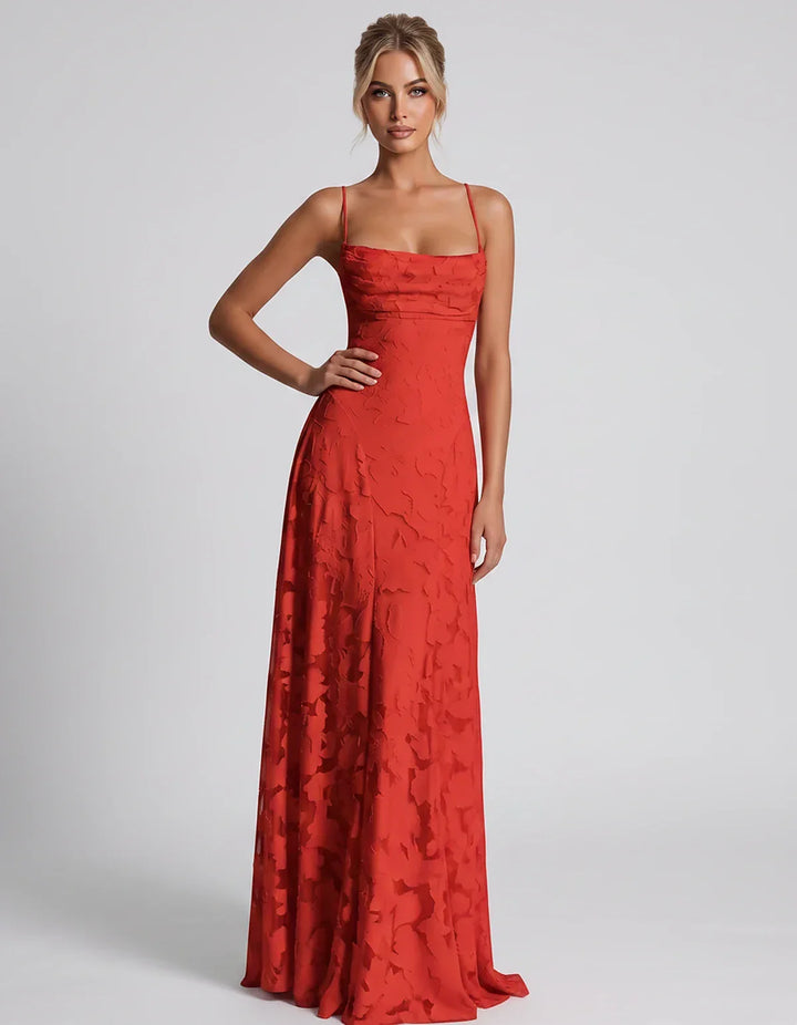 Women's Elegant Maxi Dress with Square Neckline 85
