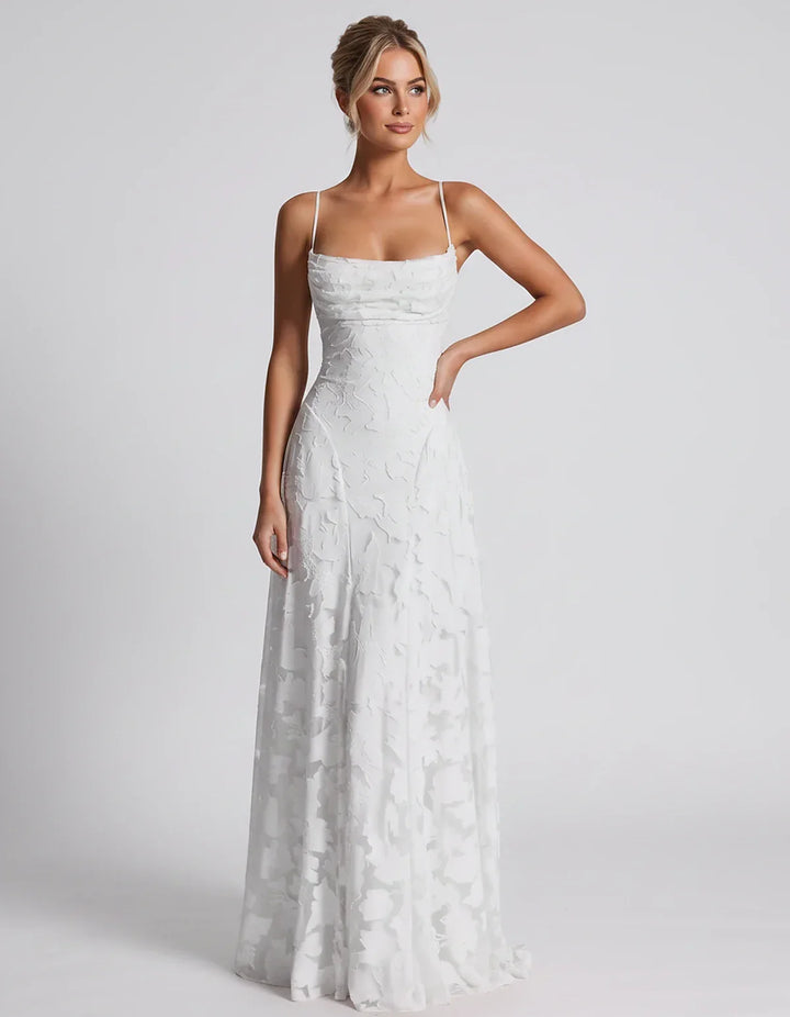 Women's Elegant Maxi Dress with Square Neckline 89