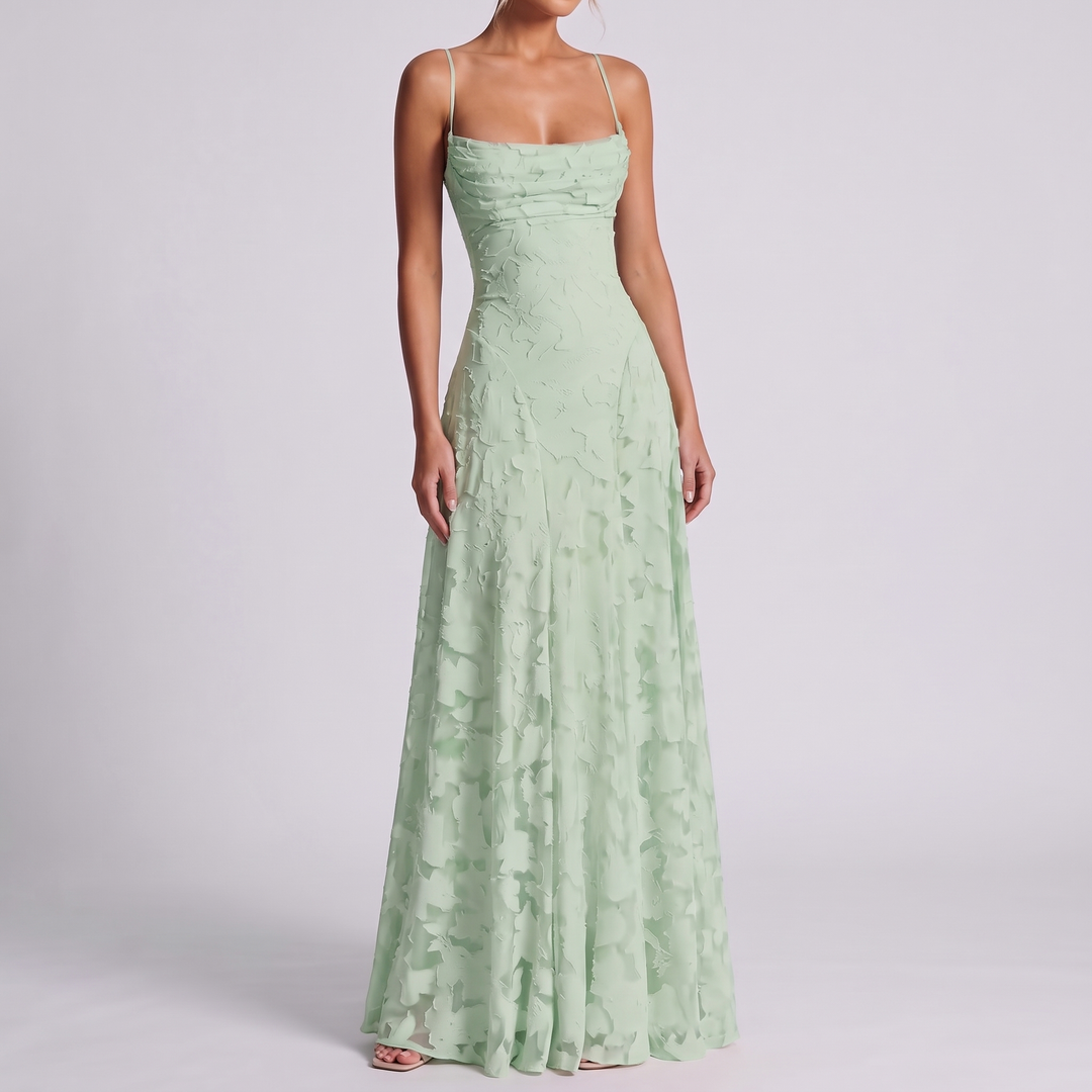 Women's Elegant Maxi Dress with Square Neckline 9