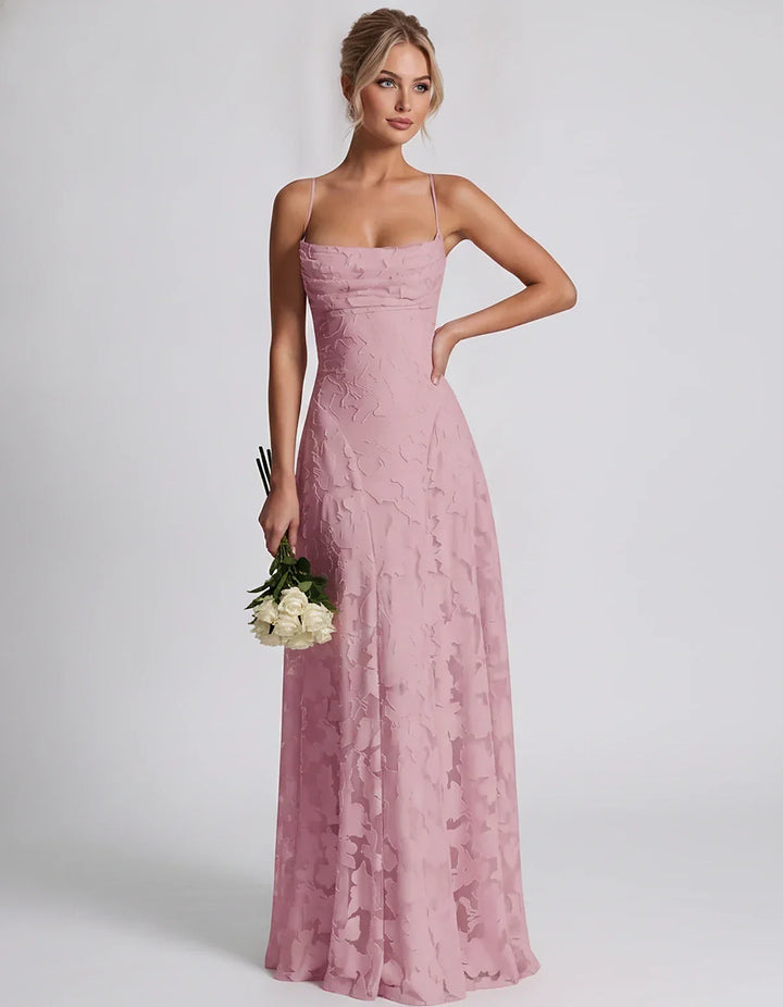 Women's Elegant Maxi Dress with Square Neckline 91