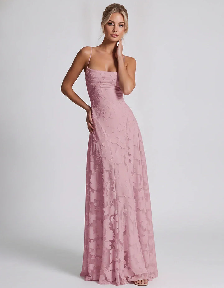 Women's Elegant Maxi Dress with Square Neckline 92