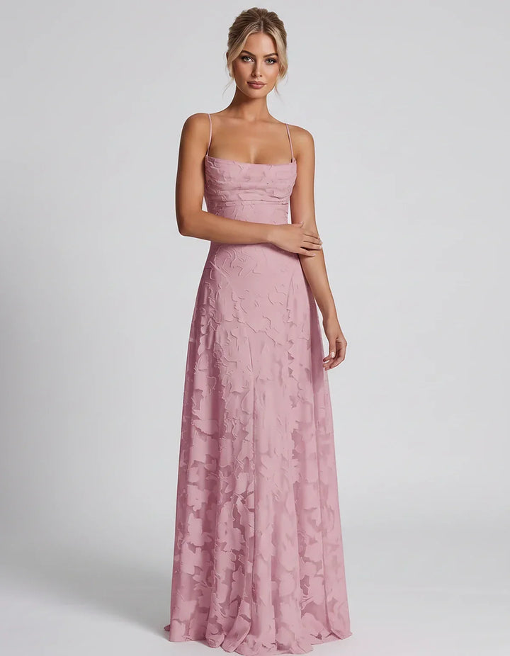 Women's Elegant Maxi Dress with Square Neckline 93