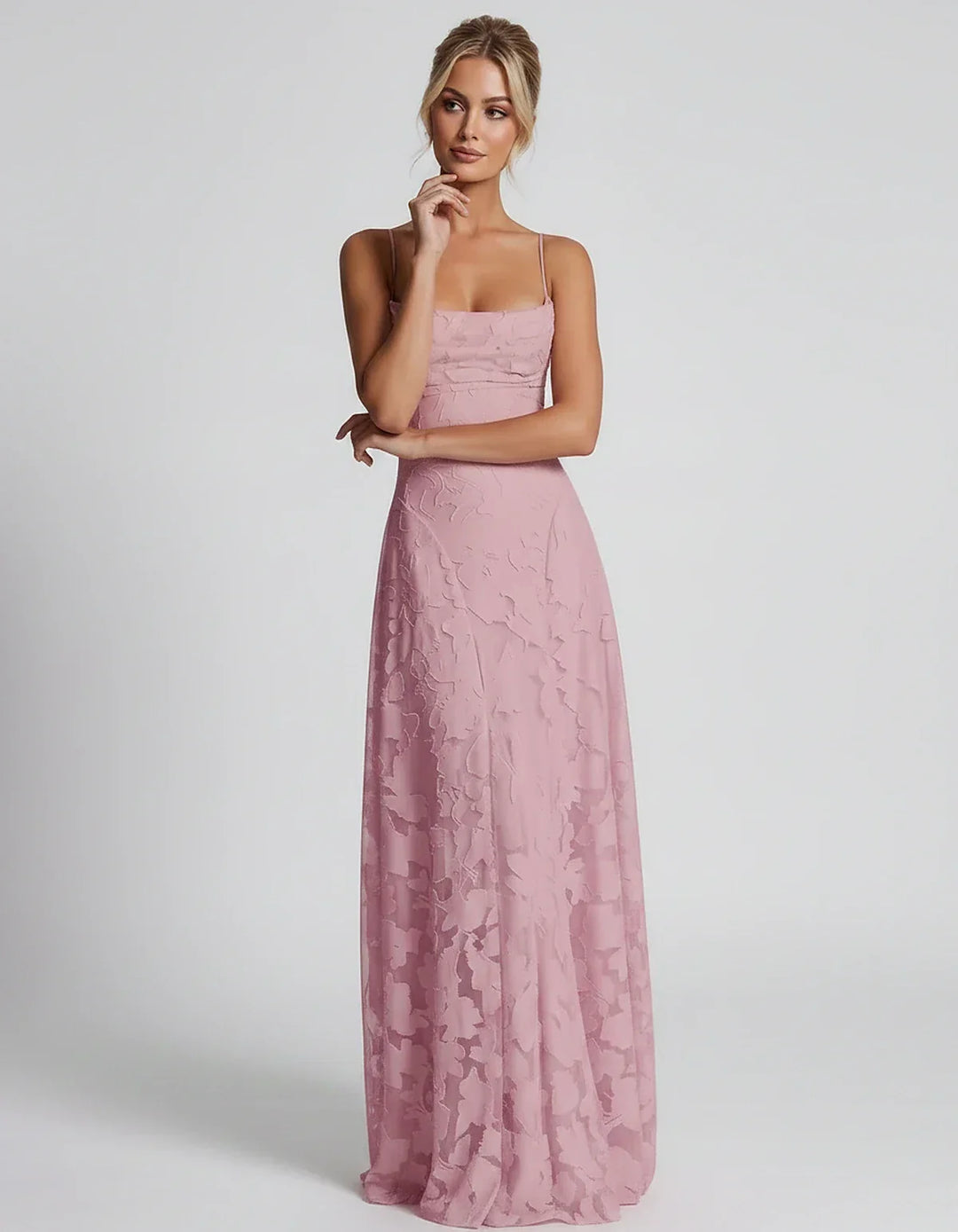 Women's Elegant Maxi Dress with Square Neckline 95