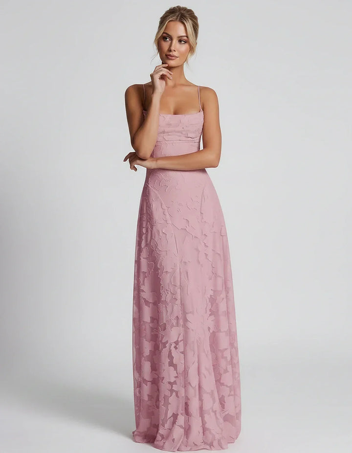 Women's Elegant Maxi Dress with Square Neckline 95