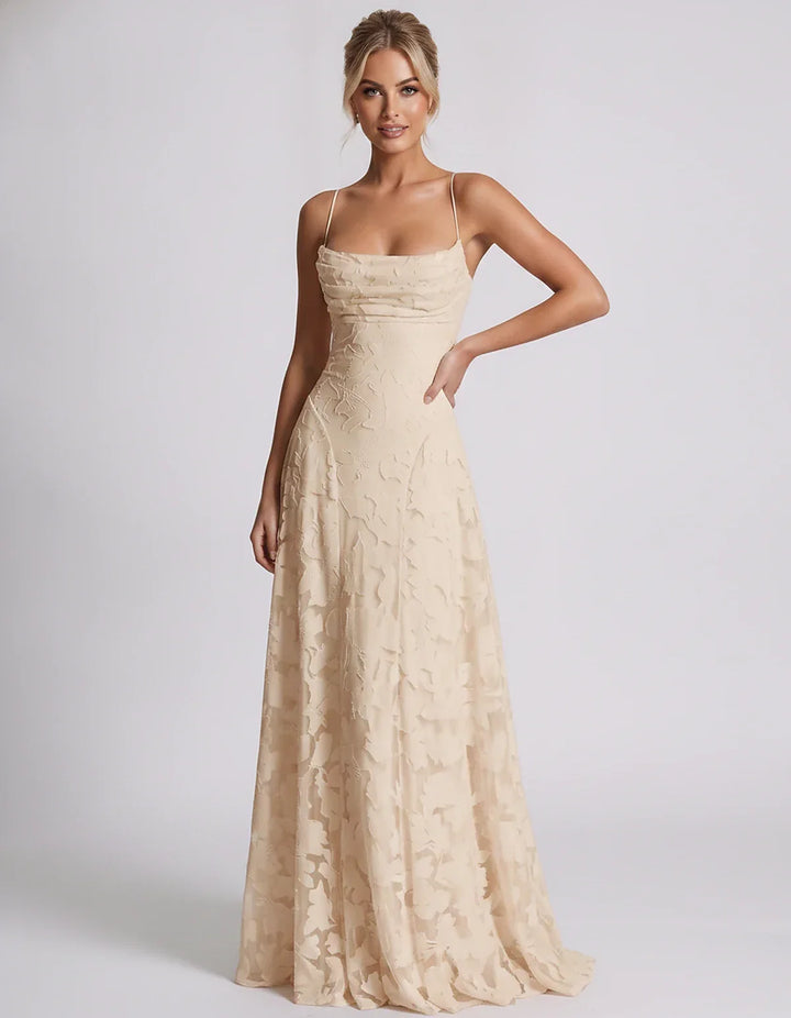 Women's Elegant Maxi Dress with Square Neckline 96