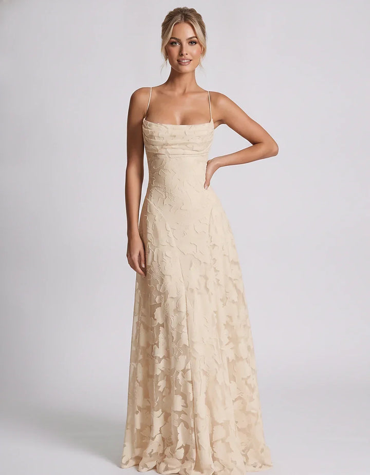 Women's Elegant Maxi Dress with Square Neckline 97