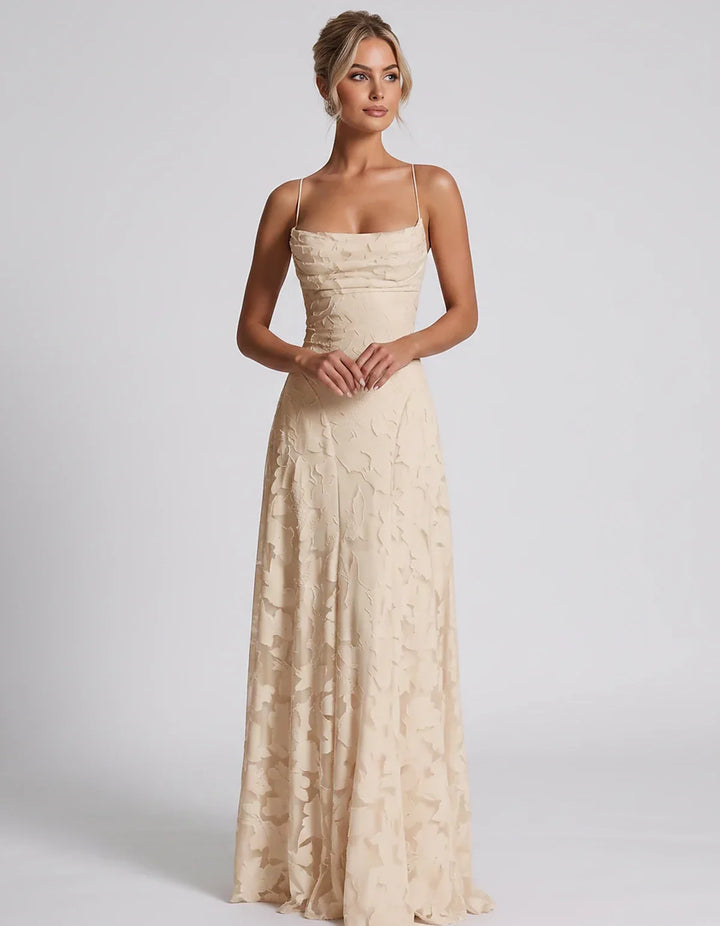 Women's Elegant Maxi Dress with Square Neckline 99