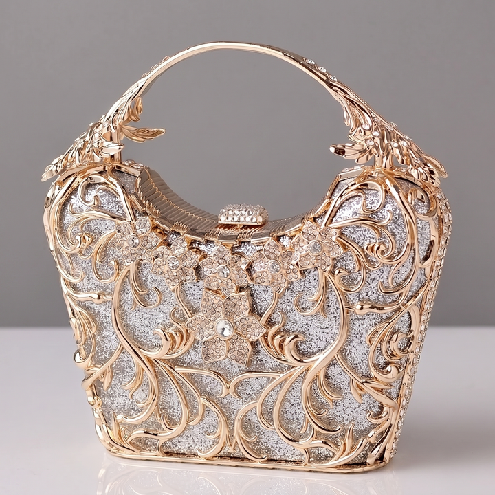 Women's Filigree Bag for Evenings with Baroque Metalwork 5