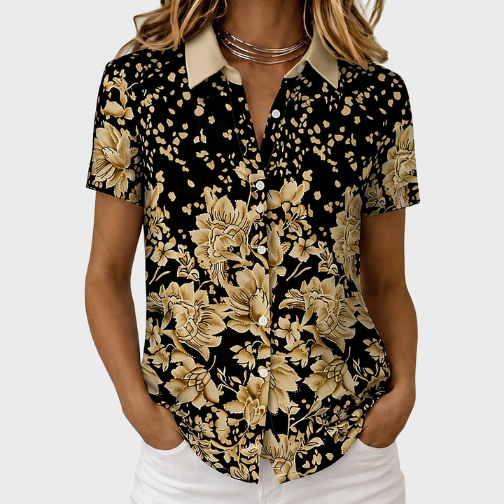 Women's Floral Shirt for Holidays with Short Sleeves 2