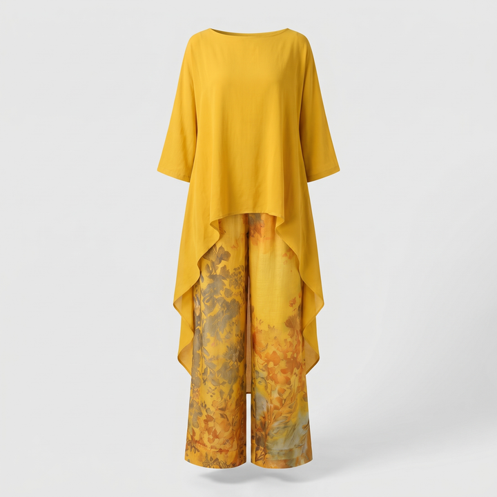 Women's Floral Two-Piece Set for Events with Wide Leg Pants 0