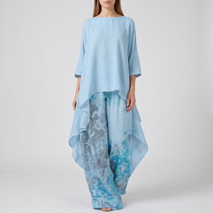 Women's Floral Two-Piece Set for Events with Wide Leg Pants 5