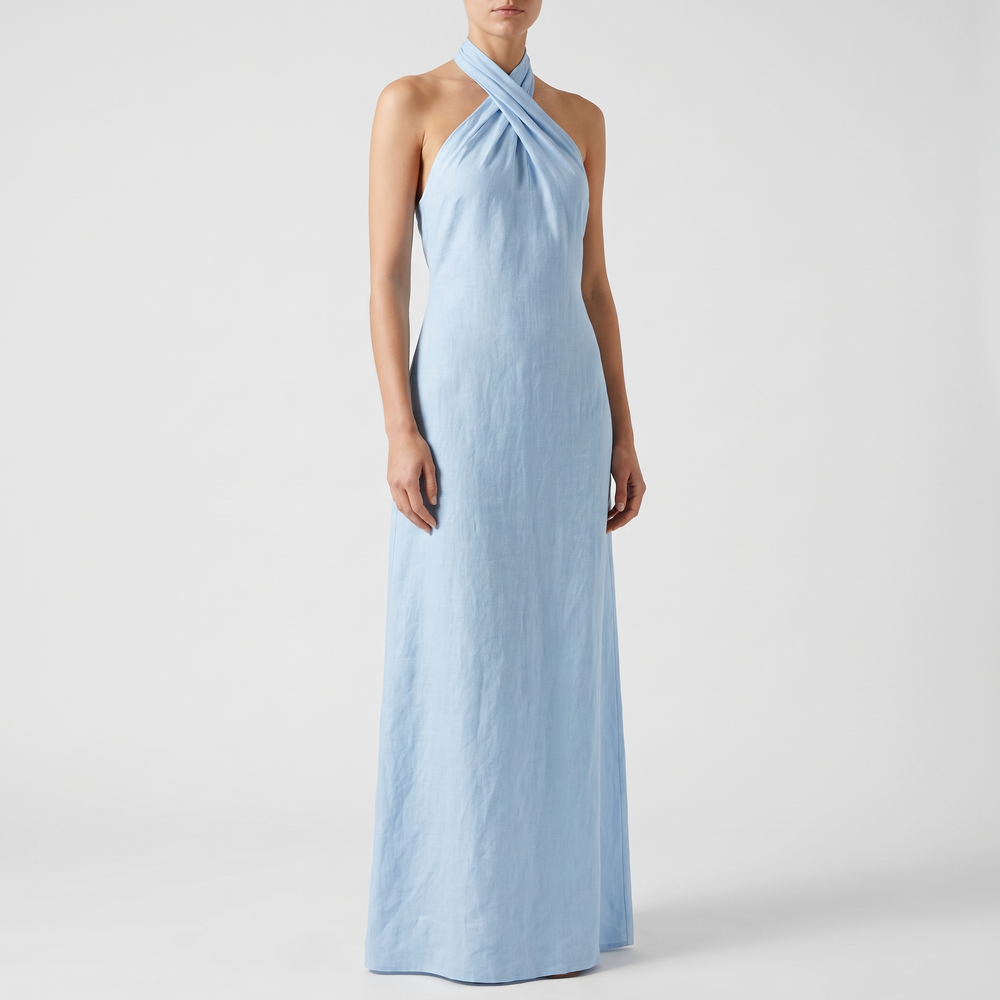 Women's Halter Maxi Dress for Resorts with Criss-Cross Neck 2