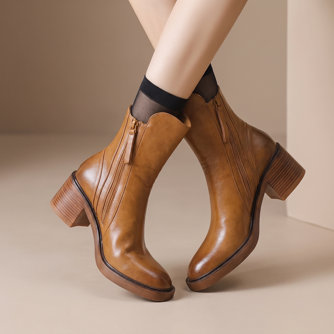 Women's Heeled Ankle Boots for Work with Cushioned Insoles 8