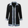Women's Knit Button Jacket for Layering with Layered Collar