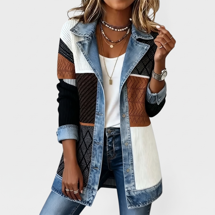 Women's Knit Button Jacket for Layering with Layered Collar 3