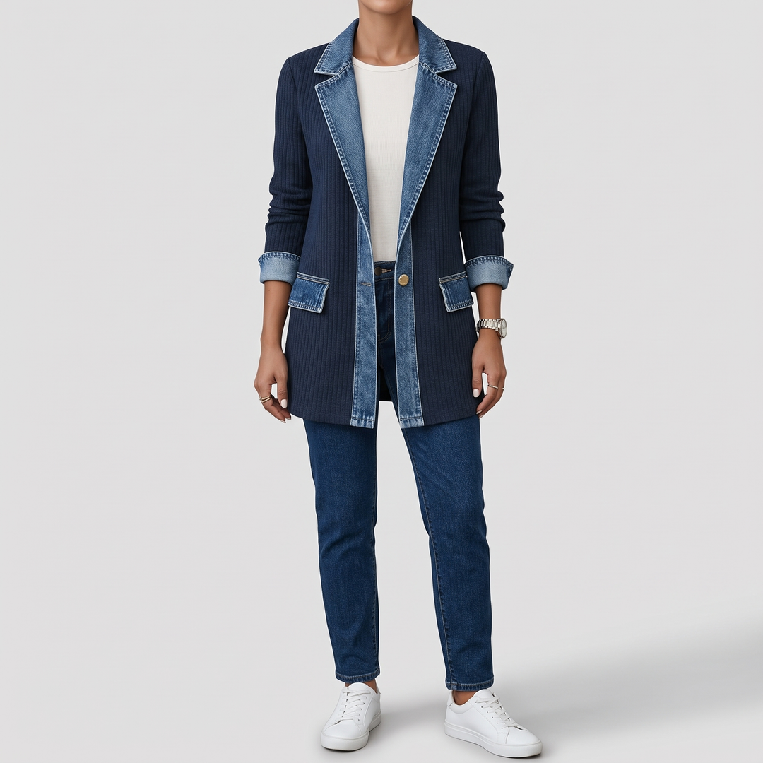 Women's Knit Button Jacket for Layering with Layered Collar 4