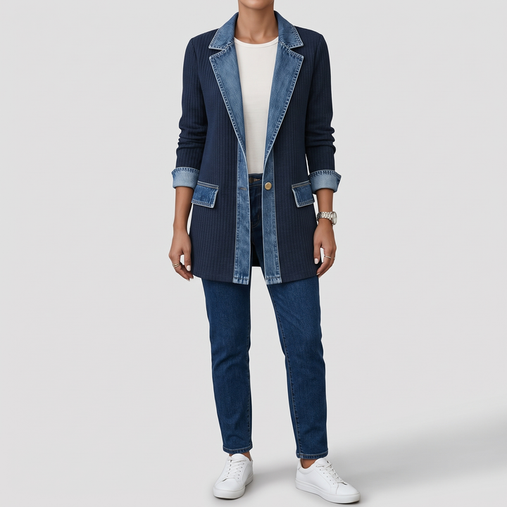 Women's Knit Button Jacket for Layering with Layered Collar 4